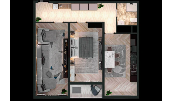 2-xonali xonadon 71.6 m²  11/16 qavat | TRINITY Turar-joy majmuasi