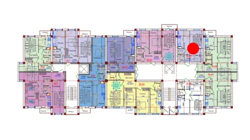 2-xonali xonadon 46.5 m²  9/9 qavat | ZAR ZAMONAVIY UYLAR Turar-joy majmuasi