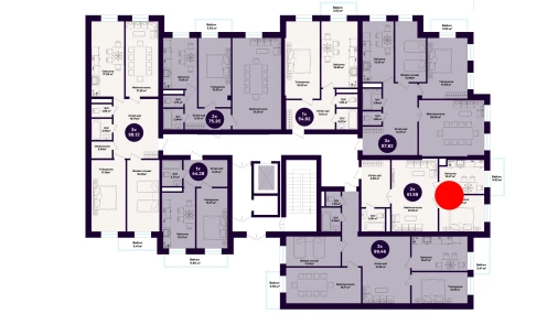 2-xonali xonadon 61.58 m²  8/10 qavat | KAMALAK Turar-joy majmuasi