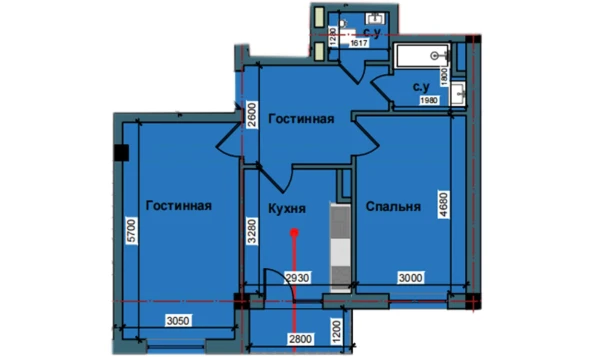 2-комнатная квартира 61.2 м²  8/9 этаж | Жилой комплекс NUR BARAKA