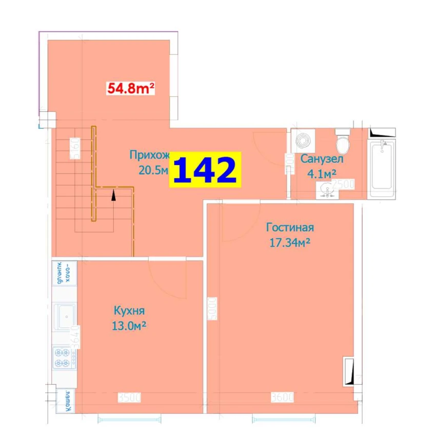 1-комн. квартира 112.8 м²  1/9 этаж | Жилой комплекс YANGI AVLOD