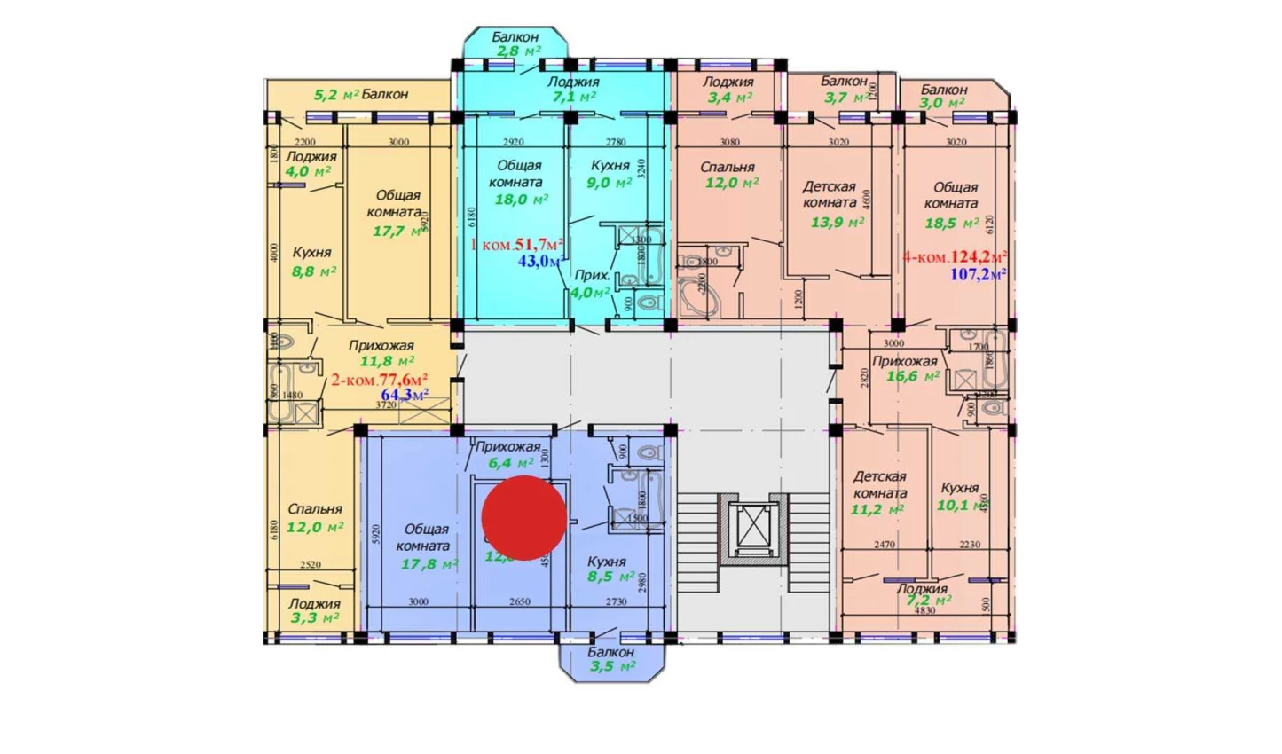 2-xonali xonadon 60.2 m²  2/7 qavat | Bunyodkor Turar-joy majmuasi