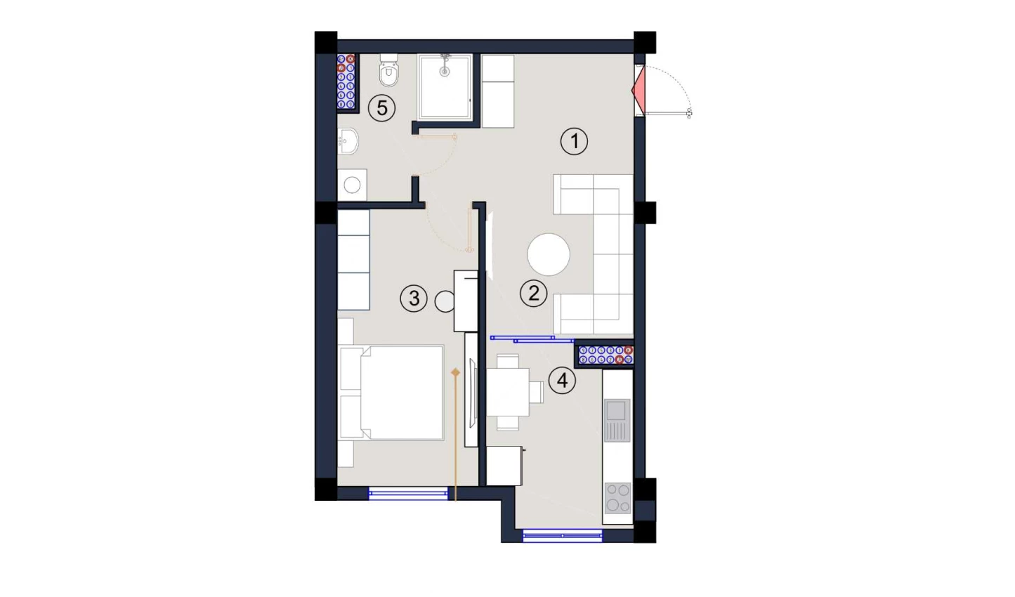 1-комн. квартира 47 м²  2/9 этаж | Жилой комплекс FLORYA RESIDENCE