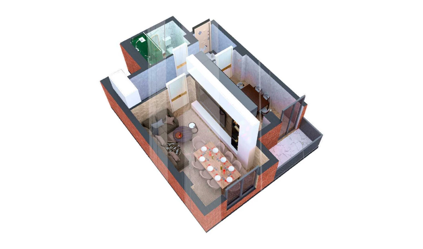 1-комн. квартира 43.34 м²  7/7 этаж | Жилой комплекс O'ZBEGIM