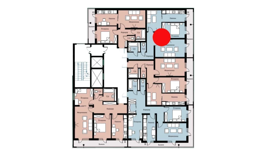 2-xonali xonadon 59.64 m²  16/16 qavat | SOKIN DIYOR Turar-joy majmuasi