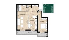 2-комн. квартира 55.75 м²  16/16 этаж | Жилой комплекс SOKIN DIYOR