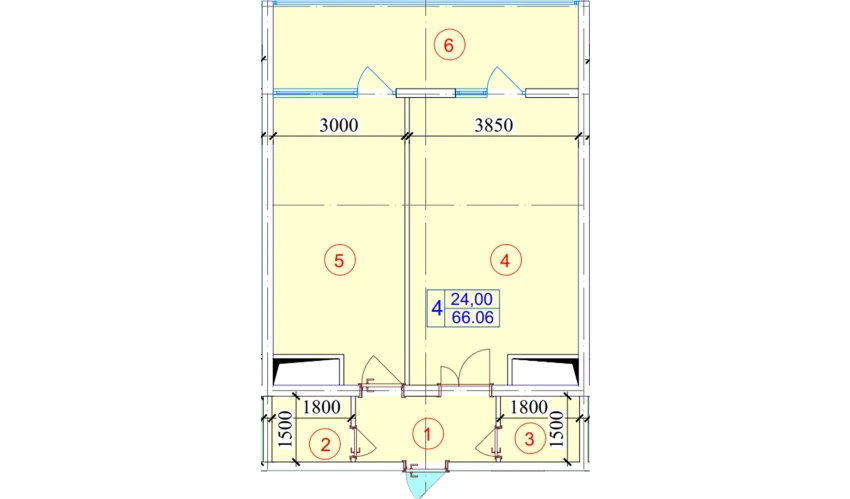 1-комнатная квартира 66.06 м²  3/16 этаж | Жилой комплекс ELITE ECO CITY