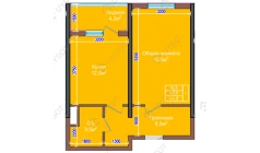 1-комн. квартира 44.8 м²  2/9 этаж | Жилой комплекс NUR HAYAT