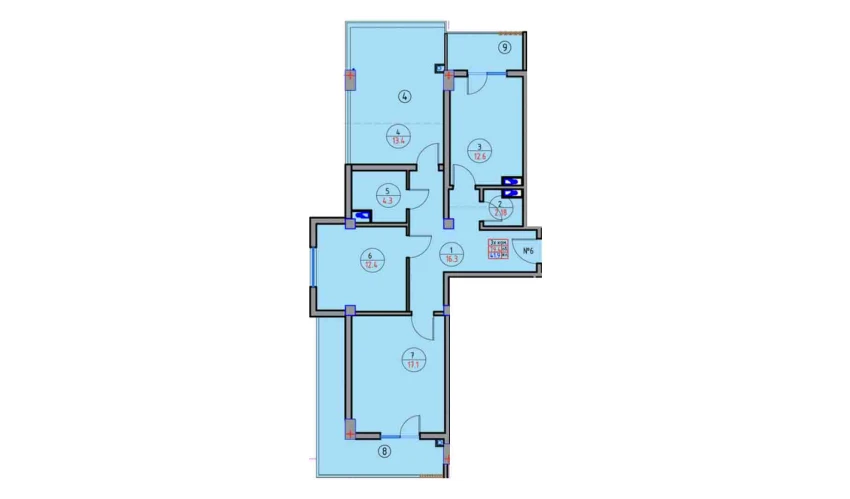 3-комнатная квартира 79.4 м²  12/12 этаж | Жилой комплекс Yangi O'zbekiston Urganch