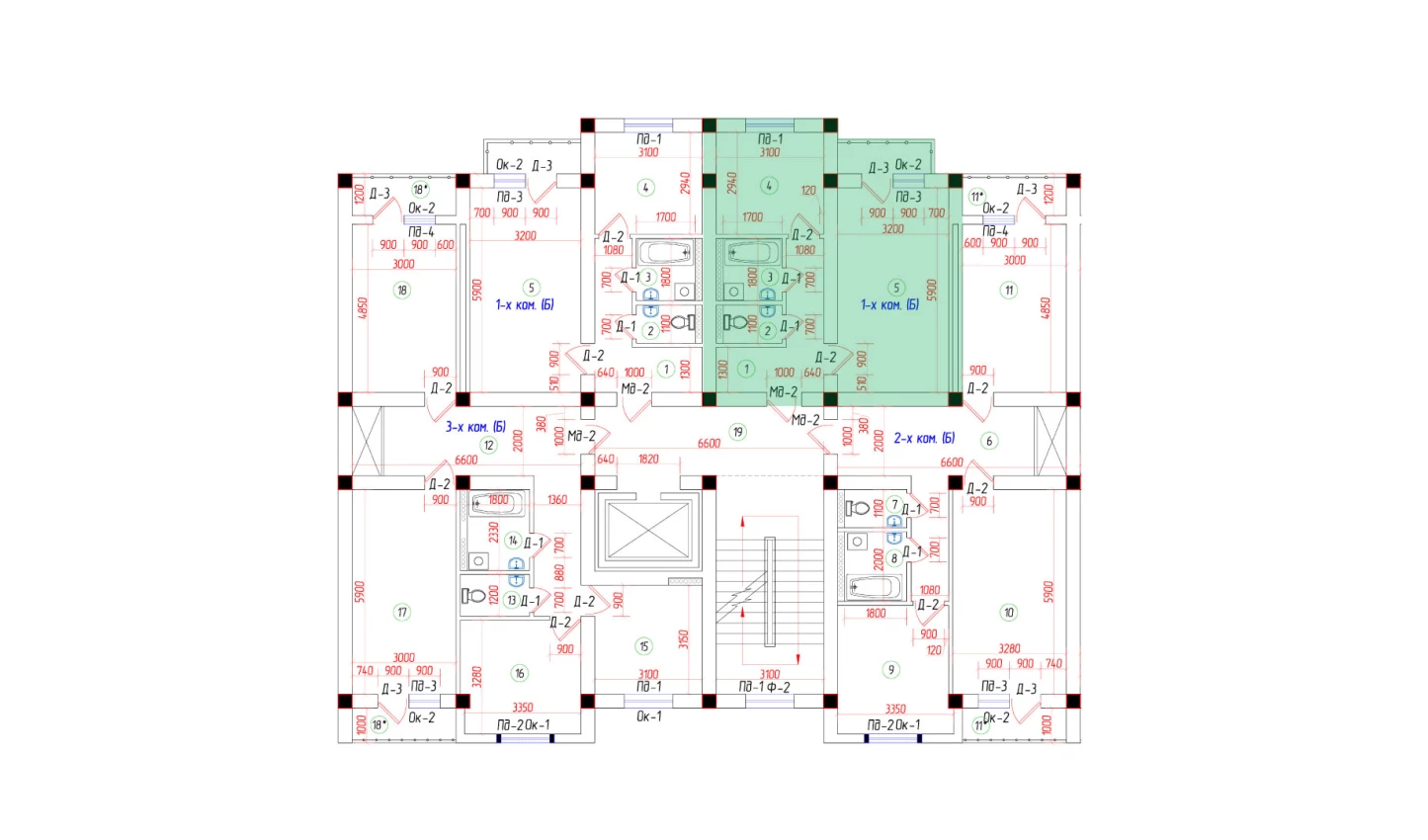 1-xonali xonadon 40.34 m²  4/7 qavat | Oila TJM Turar-joy majmuasi