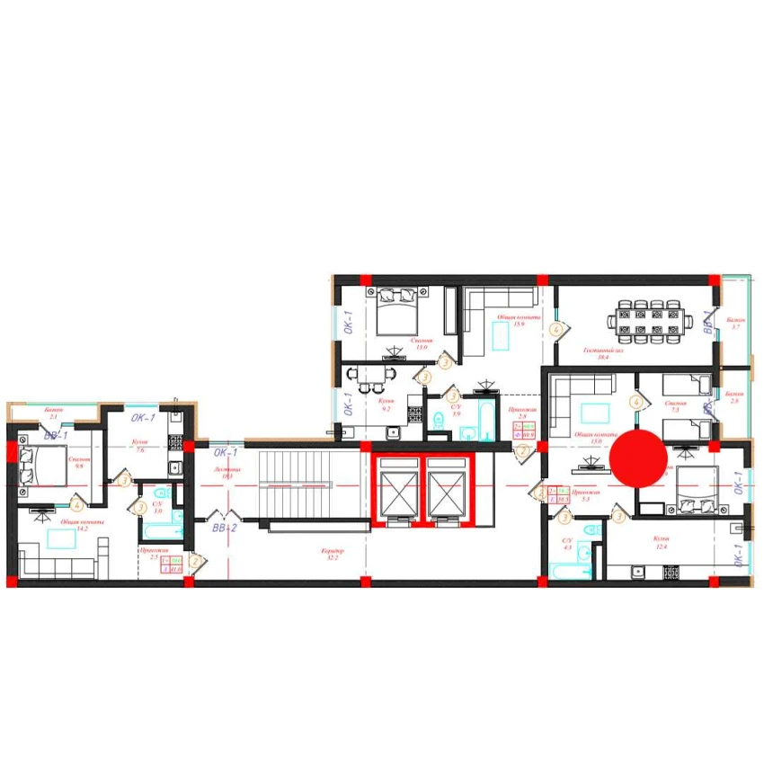 2-xonali xonadon 58.5 m²  3/10 qavat | CHINARA PARK Turar-joy majmuasi