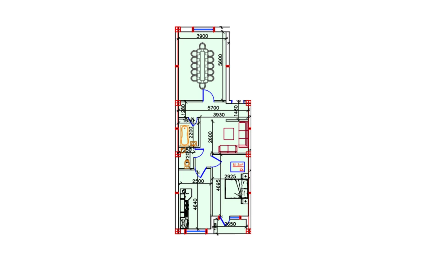 2-xonali xonadon 81.3 m²  5/8 qavat | Mustaqillik Avenue Turar-joy majmuasi