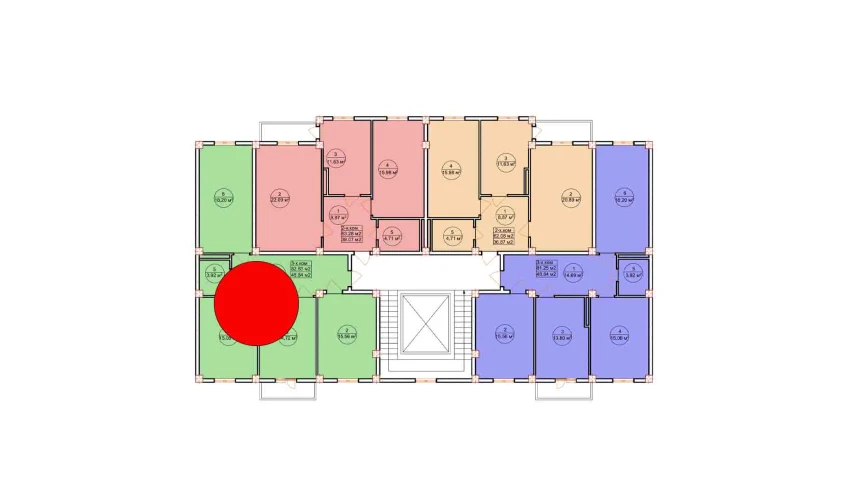 3-xonali xonadon 82.63 m²  3/7 qavat | Ashxabod Turar-joy majmuasi