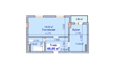 1-комн. квартира 46 м²  5/9 этаж | Жилой комплекс SHAYX-UL OLAM