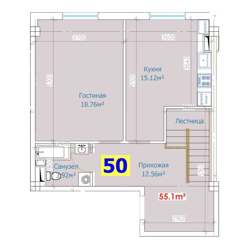 1-комн. квартира 112.8 м²  1/9 этаж | Жилой комплекс YANGI AVLOD