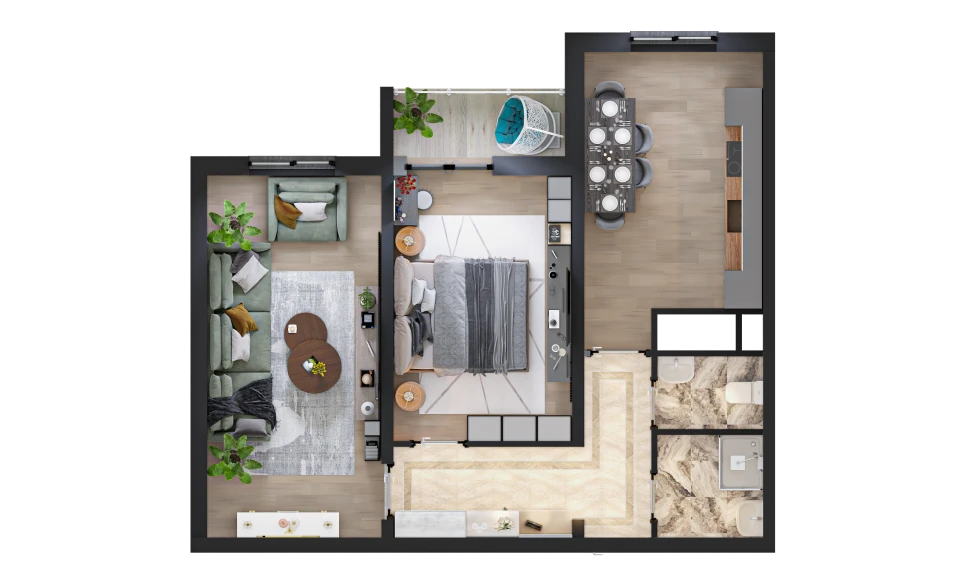 2-комн. квартира 57.8 м²  15/16 этаж | Жилой комплекс TRINITY