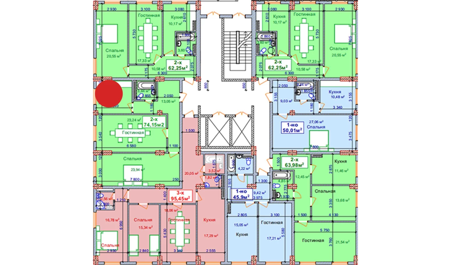 2-комн. квартира 74.15 м²  1/9 этаж | Жилой комплекс SHAYX-UL OLAM