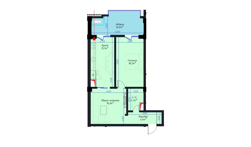 2-комнатная квартира 74.6 м²  3/14 этаж | Жилой комплекс Avia Palace