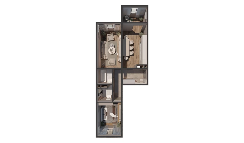 2-xonali xonadon 65.85 m²  14/14 qavat | JOMIY RESIDENCE Turar-joy majmuasi