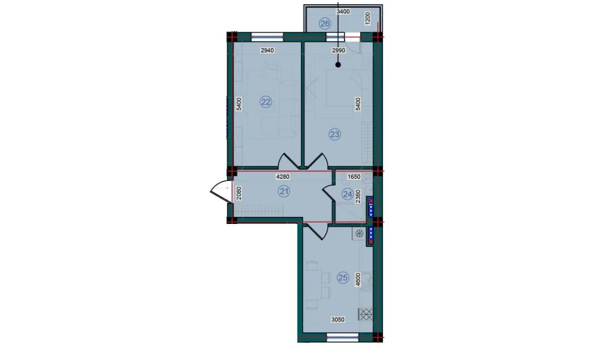 2-xonali xonadon 126 m²  5/5 qavat | Bristol Turar-joy majmuasi