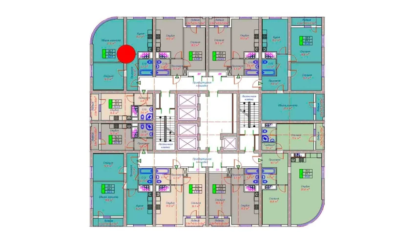 2-xonali xonadon 62.9 m²  19/30 qavat | ECO TOWER Turar-joy majmuasi