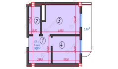 1-xonali xonadon 38.8 m²  2/16 qavat | TURKISTON AVENUE Turar-joy majmuasi