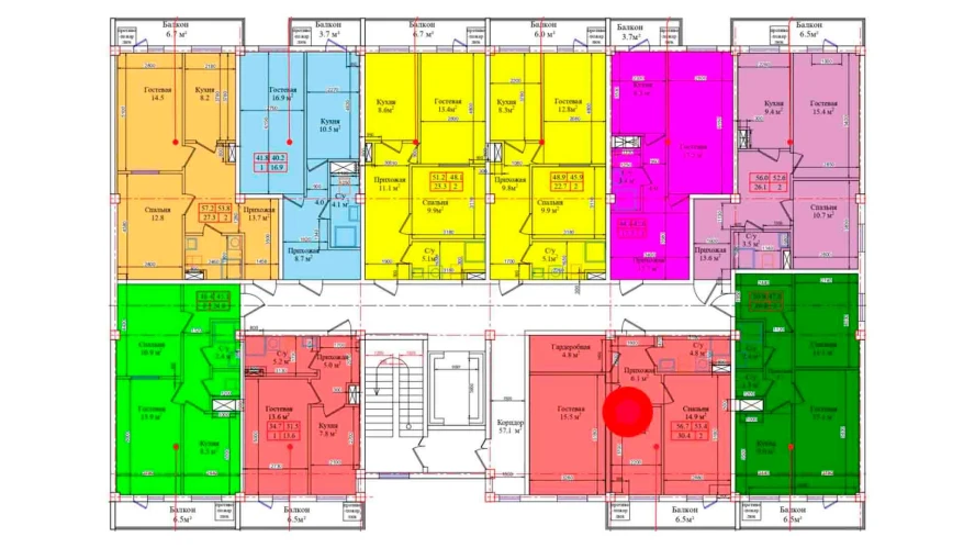2-комн. квартира 56.7 м²  8/9 этаж | Жилой комплекс CHIRCHIQ CITY