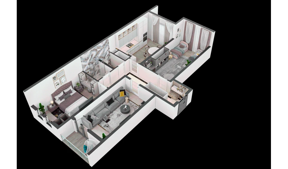 3-комн. квартира 80.3 м²  14/16 этаж | Жилой комплекс TRINITY