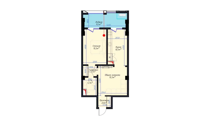 2-xonali xonadon 64 m²  3/14 qavat | Avia Palace Turar-joy majmuasi