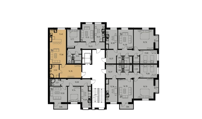 1-комнатная квартира 46.64 м²  2/9 этаж | Жилой комплекс MINGCHINOR