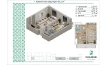 1-комн. квартира 43.3 м²  14/16 этаж | Жилой комплекс ISLOMOBOD