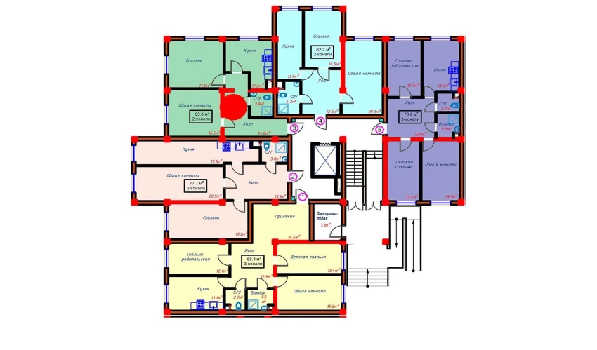 2-комнатная квартира 65 м²  1/10 этаж | Жилой комплекс Turon
