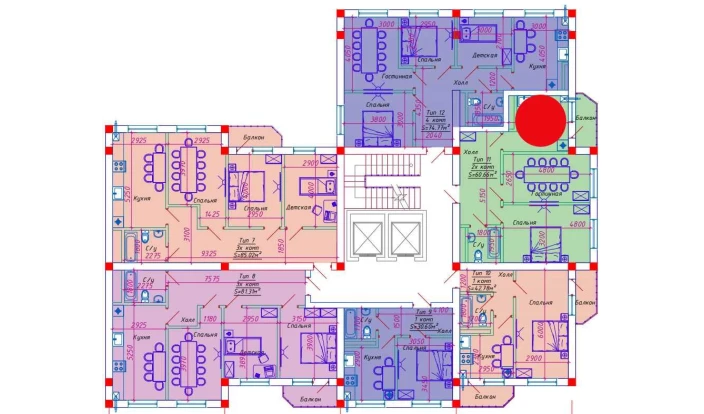 2-комнатная квартира 60.66 м²  8/10 этаж | Жилой комплекс Emir