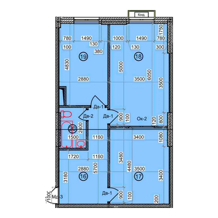 2-xonali xonadon 68.8 m²  4/9 qavat | Uchtepa Avenue Turar-joy majmuasi