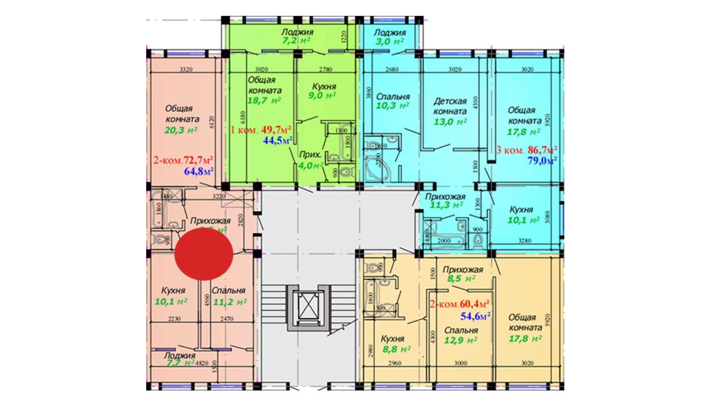 2-xonali xonadon 72.7 m²  1/7 qavat | Bunyodkor Turar-joy majmuasi