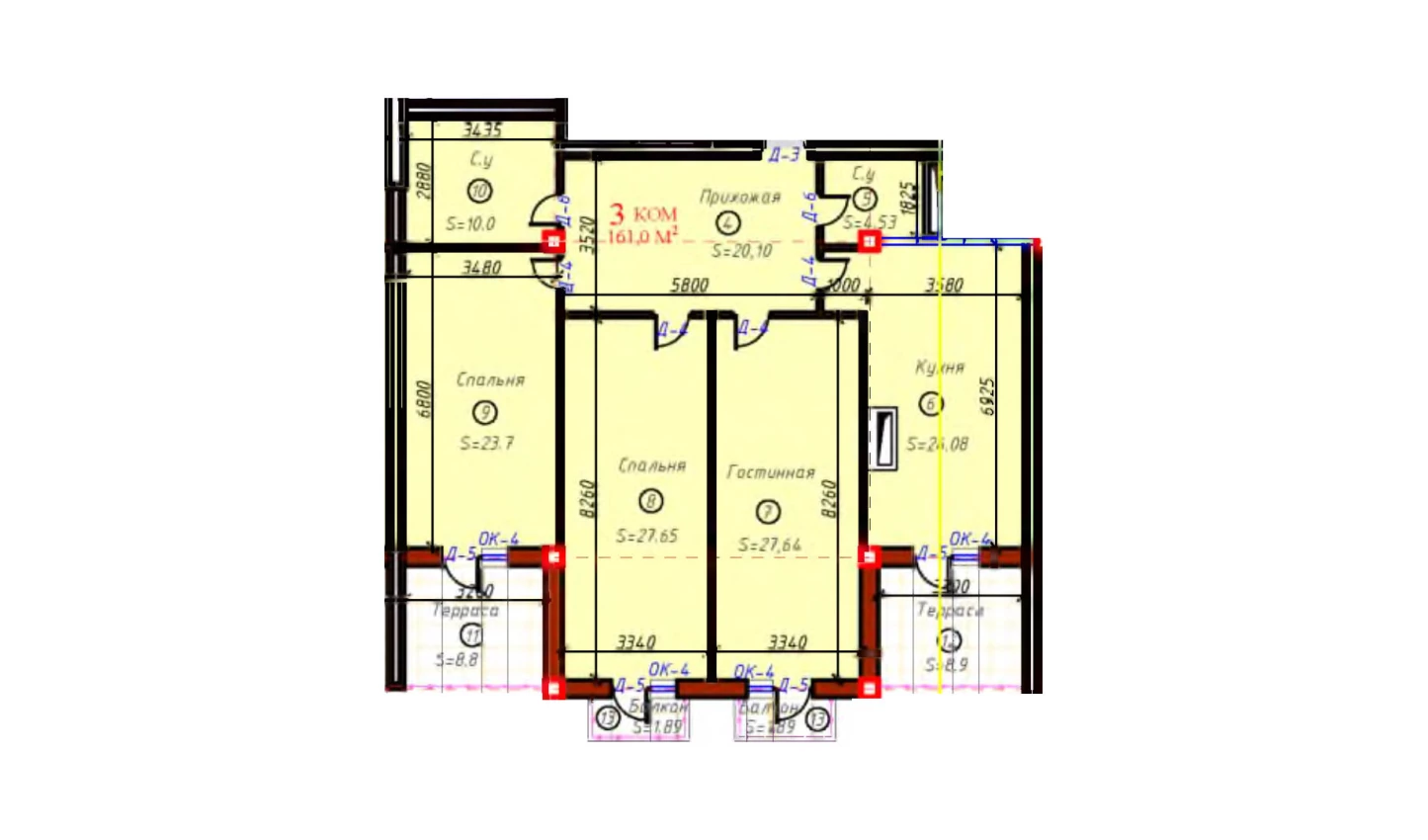 3-комн. квартира 161 м²  2/9 этаж | Жилой комплекс SAMARQAND CITY