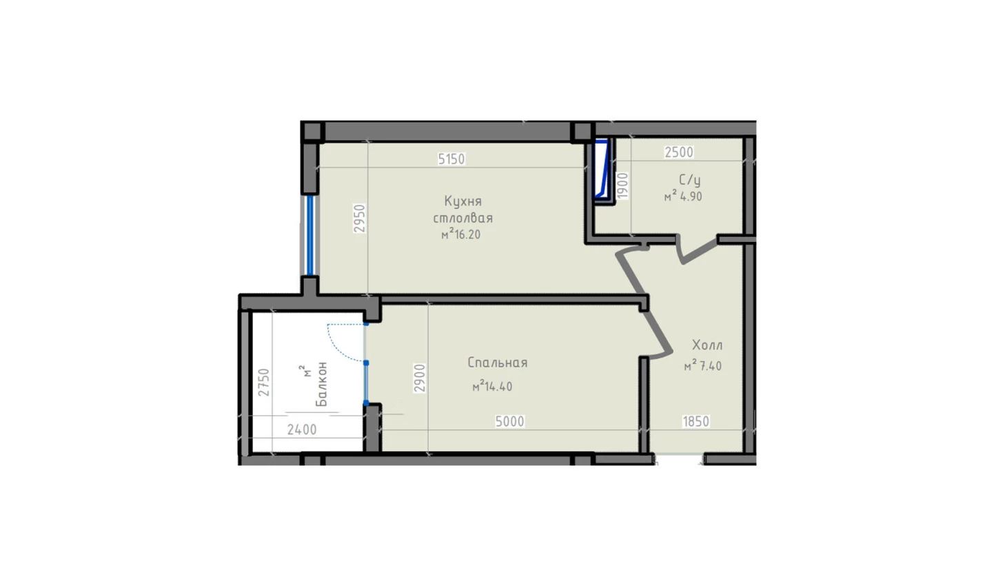 1-комн. квартира 52.6 м²  11/13 этаж | Жилой комплекс ORZU SAROYI