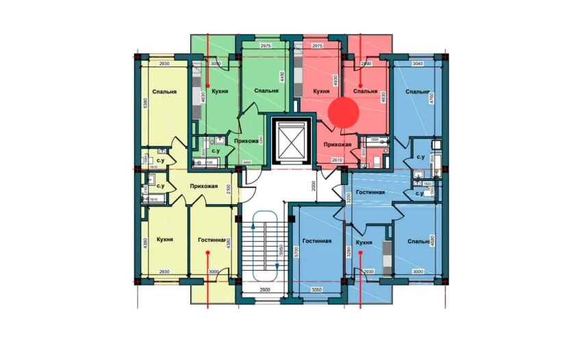 1-xonali xonadon 42.6 m²  4/9 qavat | NUR BARAKA Turar-joy majmuasi