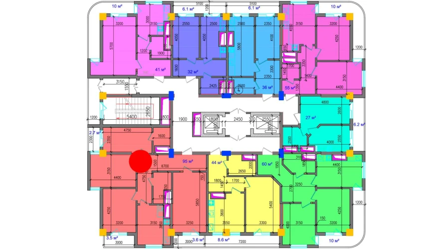 4-xonali xonadon 104.8 m²  4/12 qavat | SOKIN SOHIL Turar-joy majmuasi