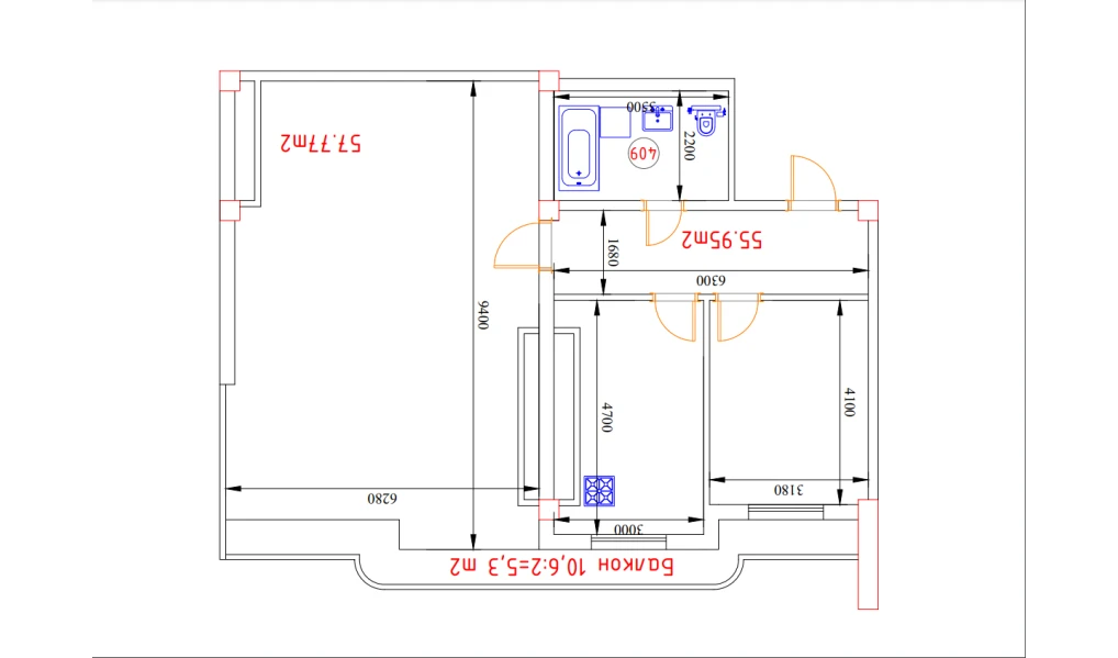 1-комн. квартира 55.95 м²  13/13 этаж | Жилой комплекс MEGAPOLIS Б2