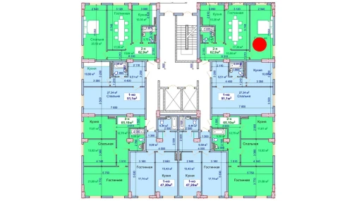 2-xonali xonadon 62.9 m²  1/9 qavat | SHAYX-UL OLAM Turar-joy majmuasi