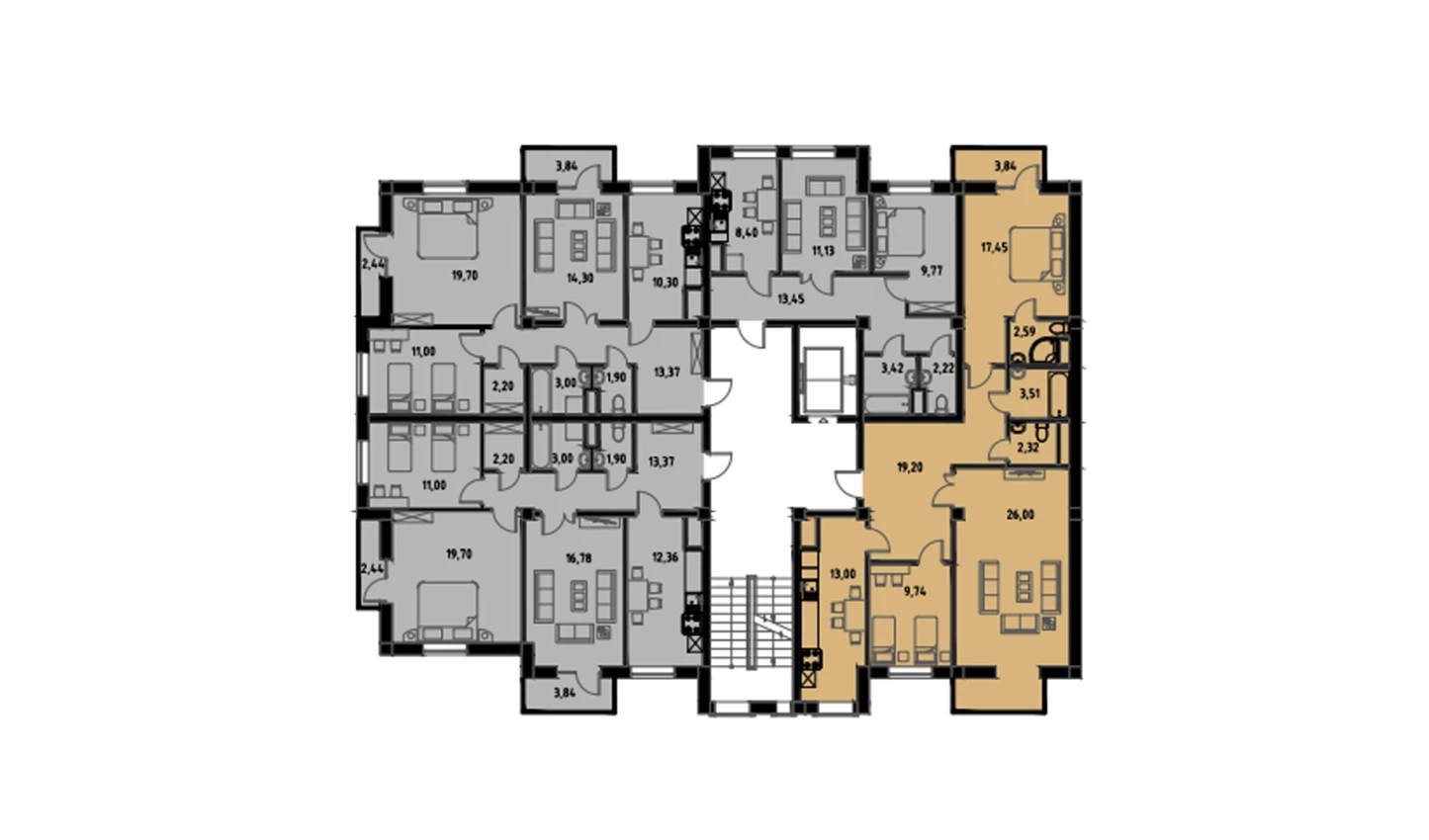 3-комн. квартира 96.14 м²  6/9 этаж | Жилой комплекс MINGCHINOR
