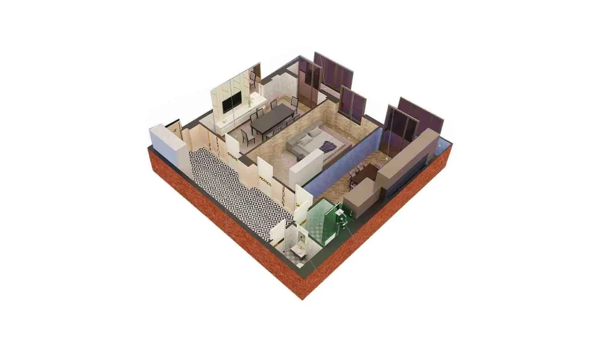 2-комнатная квартира 84.55 м²  6/7 этаж | Жилой комплекс O'ZBEGIM