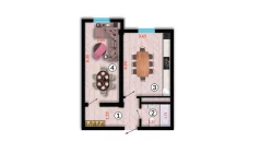 1-xonali xonadon 44.78 m²  10/10 qavat | Ko'kcha-Oqtepa Turar-joy majmuasi