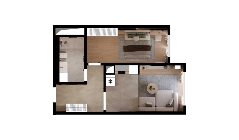 2-комнатная квартира 47.59 м²  13/26 этаж | Жилой комплекс SAF TOWERS