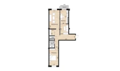 2-xonali xonadon 76.14 m²  4/10 qavat | Ko'kcha-Oqtepa Turar-joy majmuasi