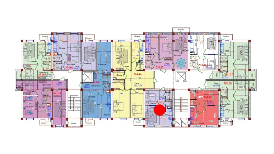2-комн. квартира 47.5 м²  8/9 этаж | Жилой комплекс ZAR ZAMONAVIY UYLAR