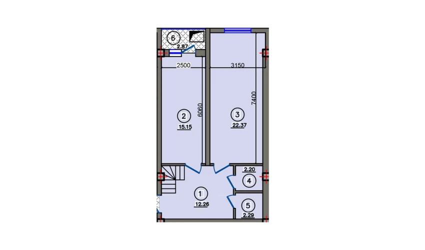 2-xonali xonadon 57.14 m²  9/10 qavat | Qibray City Turar-joy majmuasi