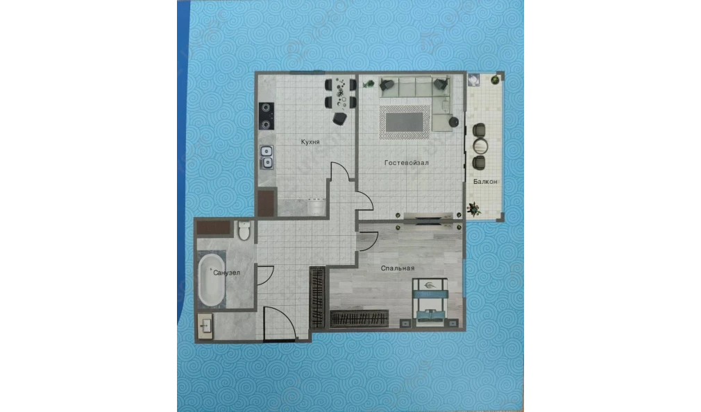 2-xonali xonadon 57.75 m²  1/11 qavat | TANG SAROY Turar-joy majmuasi