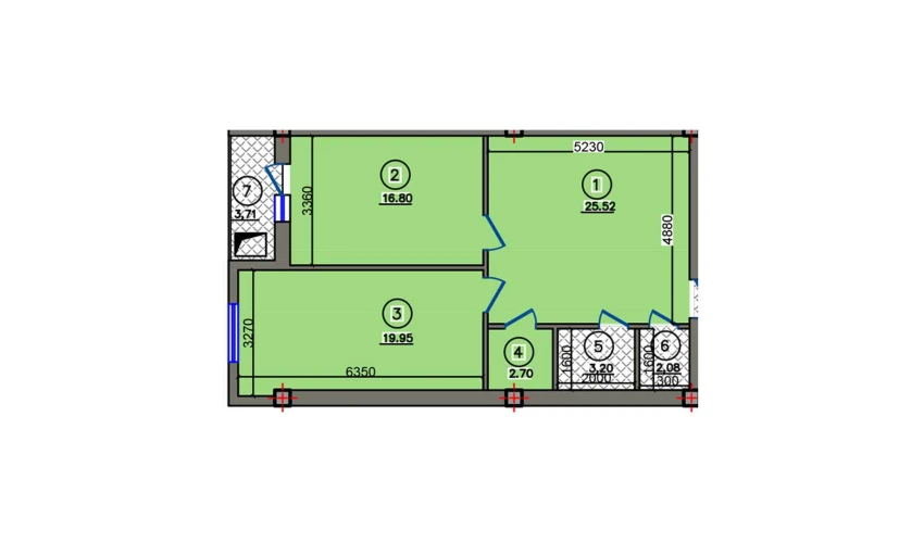 2-комнатная квартира 73.96 м²  10/10 этаж | Жилой комплекс Qibray City